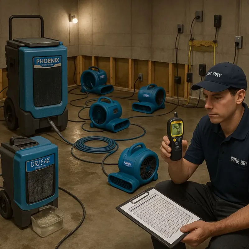 Structural Drying and Dehumidification process in Queen Creek, AZ